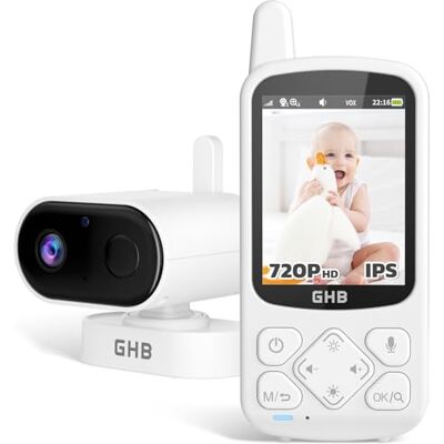 GHB Camara Vigilancia Bebe con Pantalla IPS 2.8" 720P Recargable de 2000mAh Vigilabebes con Camara Visión Nocturna 8 Canciones de Cuna Comunicación Bidireccional VOX Escucha Bebes GHB Camara Vigilancia Bebe con Pantalla IPS 2.8" 720P Recargable de 2000mAh Vigilabebes con Camara Visión Nocturna 8 Canciones de Cuna Comunicación Bidireccional VOX Escucha Bebes