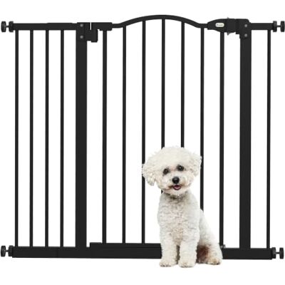 PawHut Barrera de Seguridad para Perros Extensible 74-94 cm Negro Para Puertas y Escaleras, Barrera para Perros con Extensión 14 cm, Montaje a Presión, Doble Bloqueo PawHut Barrera de Seguridad para Perros Extensible 74-94 cm Negro Para Puertas y Escaleras, Barrera para Perros con Extensión 14 cm, Montaje a Presión, Doble Bloqueo