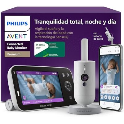 AVENT Philips Vigilabebés Premium con App Cámara HD de 1080 píxeles, Seguimiento del sueño y la respiración con IA, traducción del llanto, Certificado DEKRA, Montaje en Pared, AVENT Philips Vigilabebés Premium con App Cámara HD de 1080 píxeles, Seguimiento del sueño y la respiración con IA, traducción del llanto, Certificado DEKRA, Montaje en Pared,