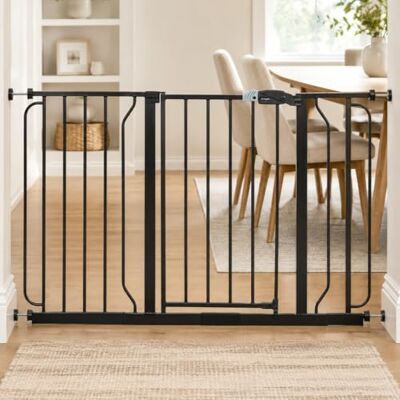 Regalo Safety Extra Wide Baby Gate for Doorways & Bottom of Stairs, Fits Openings 73.6-122cm (Extensions Included) Pressure Mounted for Babies, Toddlers & Pets, Black Regalo Safety Extra Wide Baby Gate for Doorways & Bottom of Stairs, Fits Openings 73.6-122cm (Extensions Included) Pressure Mounted for Babies, Toddlers & Pets, Black