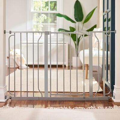 Regalo Safety Extra Wide Baby Gate for Doorways & Bottom of Stairs, Fits Openings 73.6-122cm (Extensions Included) Pressure Mounted for Babies, Toddlers & Pets, Platinum Regalo Safety Extra Wide Baby Gate for Doorways & Bottom of Stairs, Fits Openings 73.6-122cm (Extensions Included) Pressure Mounted for Babies, Toddlers & Pets, Platinum