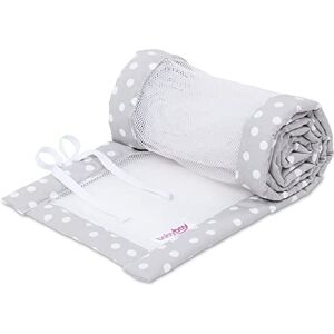 babybay Protector de cuna de malla para Boxspring XXL, diseño de lunares, color blanco babybay Protector de cuna de malla para Boxspring XXL, diseño de lunares, color blanco