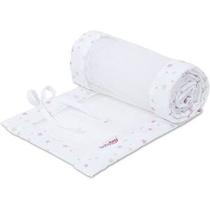 babybay Protector de cuna de malla para modelo Boxspring XXL, color blanco, mezcla de estrellas arena/baya babybay Protector de cuna de malla para modelo Boxspring XXL, color blanco, mezcla de estrellas arena/baya
