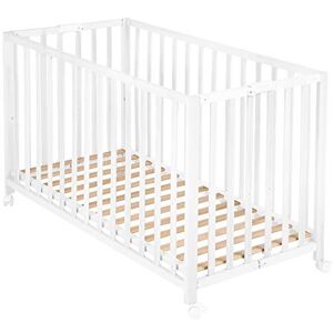 roba Baumann Cuna plegable 'Fold Up', cuna de 60x120 cm, cuna de madera blanca, cuna ajustable en altura a 3 posiciones, ahorra espacio y esta provista de ruedas con frenos roba Baumann Cuna plegable 'Fold Up', cuna de 60x120 cm, cuna de madera blanca, cuna ajustable en altura a 3 posiciones, ahorra espacio y esta provista de ruedas con frenos