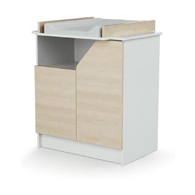 AT4 Cómoda cambiador bebé 2 puertas CARNAVAL madera Blanco/Abedul 79 x 65,5 x 94 cm AT4 Cómoda cambiador bebé 2 puertas CARNAVAL madera Blanco/Abedul 79 x 65,5 x 94 cm