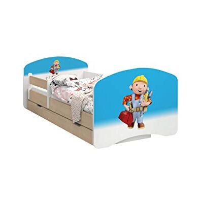 Happy Babies CAMA PARA NIÑOS DE DOBLE CARA CON CAJÓN Diseño moderno con bordes seguros y protección contra caídas Colchón de espuma 7 cm Pera clara (Bob el constructor, 140/70) Happy Babies CAMA PARA NIÑOS DE DOBLE CARA CON CAJÓN Diseño moderno con bordes seguros y protección contra caídas Colchón de espuma 7 cm Pera clara (Bob el constructor, 140/70)