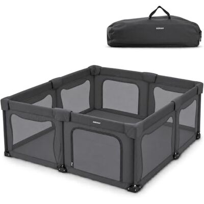 Deryan Parque plegable XL, cuna de viaje, color gris De 0 a 3 años, hasta 15 kg, plegable compacto, incluye colchón de espuma, con apertura lateral Deryan Parque plegable XL, cuna de viaje, color gris De 0 a 3 años, hasta 15 kg, plegable compacto, incluye colchón de espuma, con apertura lateral