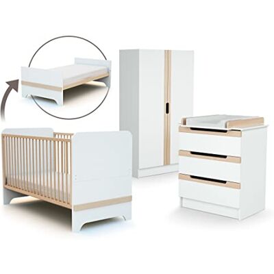 AT4 Habitación bebé completa CARROUSEL madera Blanco/Haya Barnizada 70 x 140-147,5 x 78 x 93,5/79 x 65,5 x 94/51 x 96 x 176 cm AT4 Habitación bebé completa CARROUSEL madera Blanco/Haya Barnizada 70 x 140-147,5 x 78 x 93,5/79 x 65,5 x 94/51 x 96 x 176 cm