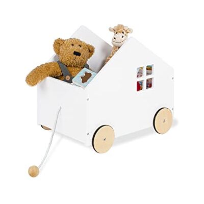 Pinolino Cajas de Juguetes para Niños 'Hydda', de madera, con cordón de tracción y ruedas de madera engomadas, a partir de 3 años, blanco Pinolino Cajas de Juguetes para Niños 'Hydda', de madera, con cordón de tracción y ruedas de madera engomadas, a partir de 3 años, blanco