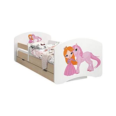 Happy Babies CAMA PARA NIÑOS DE DOBLE CARA CON CAJÓN Diseño moderno con bordes seguros y protección contra caídas Colchón de espuma 7 cm Pera clara (Princesa y unicornio, 140/70) Happy Babies CAMA PARA NIÑOS DE DOBLE CARA CON CAJÓN Diseño moderno con bordes seguros y protección contra caídas Colchón de espuma 7 cm Pera clara (Princesa y unicornio, 140/70)