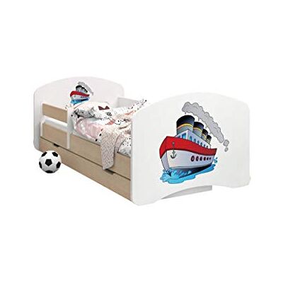 Happy Babies CAMA PARA NIÑOS DE DOBLE CARA CON CAJÓN Diseño moderno con bordes seguros y protección contra caídas Colchón de espuma 7 cm Pera clara (Un gran barco, 160/80) Happy Babies CAMA PARA NIÑOS DE DOBLE CARA CON CAJÓN Diseño moderno con bordes seguros y protección contra caídas Colchón de espuma 7 cm Pera clara (Un gran barco, 160/80)