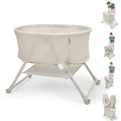 Ingenuity Cuna Snooze & Stow con Sonido, Luz y Vibración, Cuna Portátil para Bebé con Plegado con Una Sola Mano, Laterales de Malla, Balda de Almacenamiento y Ruedas. Ingenuity Cuna Snooze & Stow con Sonido, Luz y Vibración, Cuna Portátil para Bebé con Plegado con Una Sola Mano, Laterales de Malla, Balda de Almacenamiento y Ruedas.