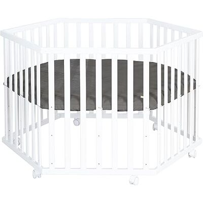 Parque de Juego Hexagonal ROBA con Altura Ajustable - Madera Blanca Parque de Juego Hexagonal ROBA con Altura Ajustable - Madera Blanca