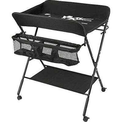LANTUS Cambiador de Pañales Plegable con Ruedas y Espacio de Almacenamiento Cambiador para Bebé Altura Ajustable,Plegable con cinturón de seguridad y compartimentos de almacenamiento LANTUS Cambiador de Pañales Plegable con Ruedas y Espacio de Almacenamiento Cambiador para Bebé Altura Ajustable,Plegable con cinturón de seguridad y compartimentos de almacenamiento