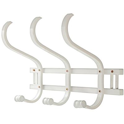 DRW Perchero de Pared de Madera con 3 Brazos en Color Blanco DRW Perchero de Pared de Madera con 3 Brazos en Color Blanco