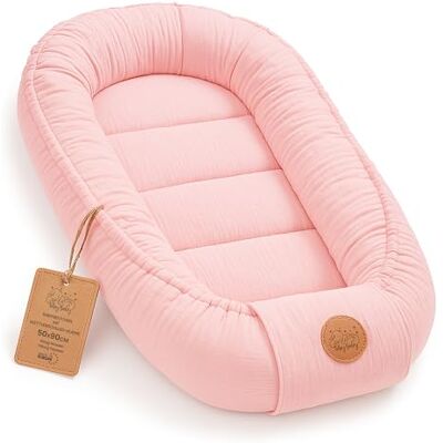 Totsy Baby Nido suave de Muselina transpirable para Recién Nacido portátil y mullido 50x90 cm acogedor calentito para Cuna Moisés Cochecito Habitación Bebe y Viaje Rosa empolvado Totsy Baby Nido suave de Muselina transpirable para Recién Nacido portátil y mullido 50x90 cm acogedor calentito para Cuna Moisés Cochecito Habitación Bebe y Viaje Rosa empolvado