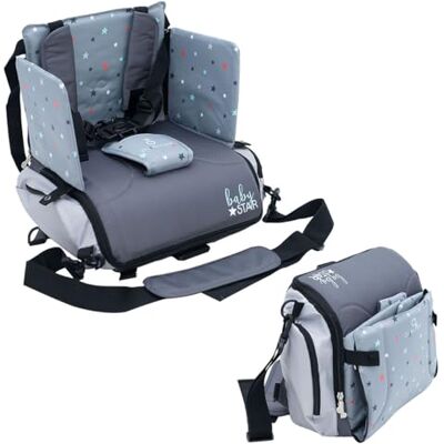 Olmitos Trona Portatil Bebé 3 en 1: Asiento, mochila y bandolera -Universal, Correas Ajustables Montaje Rápido Bolsillos Prácticos Compacto para Viajes Universal (Stars) Olmitos Trona Portatil Bebé 3 en 1: Asiento, mochila y bandolera -Universal, Correas Ajustables Montaje Rápido Bolsillos Prácticos Compacto para Viajes Universal (Stars)