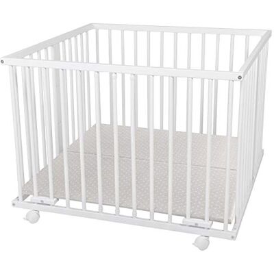 waldin Parque Bebé Madera Haya Maciza Regulable en Altura 100x100 cm waldin Parque Bebé Madera Haya Maciza Regulable en Altura 100x100 cm