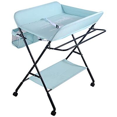 LANTUS Mesa cambiador plegable, cambiador para bebé portátil, mesa cambiador plegable y portátil, mesa cambiador con cesta de almacenamiento al lado, carga máxima de 25 kg (azul) LANTUS Mesa cambiador plegable, cambiador para bebé portátil, mesa cambiador plegable y portátil, mesa cambiador con cesta de almacenamiento al lado, carga máxima de 25 kg (azul)