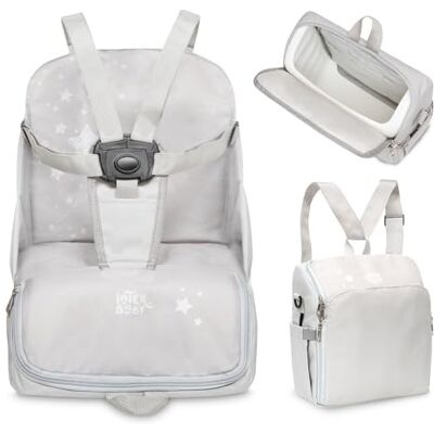 Interbaby Trona Elevador Pórtatil para Bebé Asiento para Bebé Convertible en Mochila o Bolso Plegable, Ligero y con Asa regulable para transportarlo Estrellas Gris Interbaby Trona Elevador Pórtatil para Bebé Asiento para Bebé Convertible en Mochila o Bolso Plegable, Ligero y con Asa regulable para transportarlo Estrellas Gris