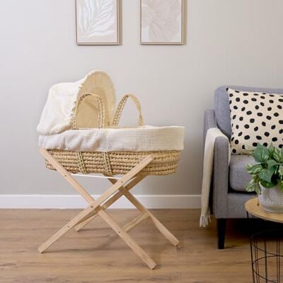 Clair de Lune Moisés con Soporte Plegable Natural, 75 x 28 cm, Color Crema Clair de Lune Moisés con Soporte Plegable Natural, 75 x 28 cm, Color Crema