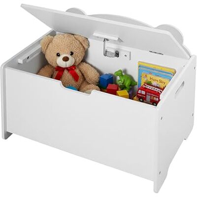 Relaxdays Cofre para juguetes silueta de oso, con tapa, 48 x 60 x 38 cm, habitación infantil, MDF, blanco Relaxdays Cofre para juguetes silueta de oso, con tapa, 48 x 60 x 38 cm, habitación infantil, MDF, blanco