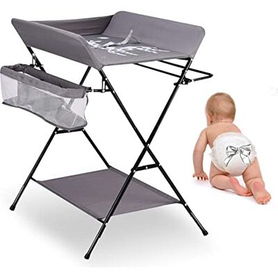 RELOVE Cambiador plegable con cinturón de seguridad y compartimentos de almacenamiento,Bañera Cambiador Plegable Antibacteriano (80 * 66 * 98cm-gris) RELOVE Cambiador plegable con cinturón de seguridad y compartimentos de almacenamiento,Bañera Cambiador Plegable Antibacteriano (80 * 66 * 98cm-gris)