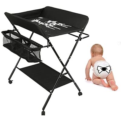 RELOVE Cambiador plegable con cinturón de seguridad y compartimentos de almacenamiento,Bañera Cambiador Plegable Antibacteriano (80 * 66 * 98cm-negro) RELOVE Cambiador plegable con cinturón de seguridad y compartimentos de almacenamiento,Bañera Cambiador Plegable Antibacteriano (80 * 66 * 98cm-negro)
