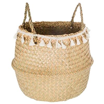 ATMOSPHERA CREATEUR D'INTERIEUR Canasta de Reed Plegable Pompones ATMOSPHERA CREATEUR D'INTERIEUR Canasta de Reed Plegable Pompones