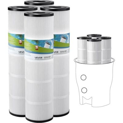 VEVOR Cartucho de Filtro para Piscina, Repuesto para Jacuzzi de 4 x 9,8 m², Filtro de Cartucho de Plisado Trilobal Seguro para Niños y Mascotas Compatible con Pentair CCP320 y Pleatco PCC80-PAK4l VEVOR Cartucho de Filtro para Piscina, Repuesto para Jacuzzi de 4 x 9,8 m², Filtro de Cartucho de Plisado Trilobal Seguro para Niños y Mascotas Compatible con Pentair CCP320 y Pleatco PCC80-PAK4l