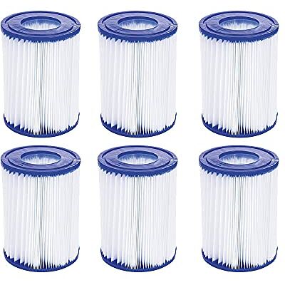 WuYan Paquete de 6 filtros de Piscina compatibles con para Best-Way Cartridge II, Filtro de Repuesto Compatible con Bomba de Filtro para Lay Z SPA WuYan Paquete de 6 filtros de Piscina compatibles con para Best-Way Cartridge II, Filtro de Repuesto Compatible con Bomba de Filtro para Lay Z SPA