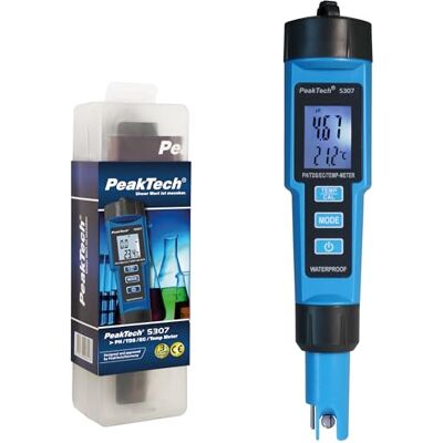 PeakTech , 5307, PH-Metro 4 en 1 en forma de pin para PH/EC/TDS/TEMP Medidor digital multifunción para análisis de agua – para acuario/piscina/jardín – para construcción y medición ambiental PeakTech , 5307, PH-Metro 4 en 1 en forma de pin para PH/EC/TDS/TEMP Medidor digital multifunción para análisis de agua – para acuario/piscina/jardín – para construcción y medición ambiental