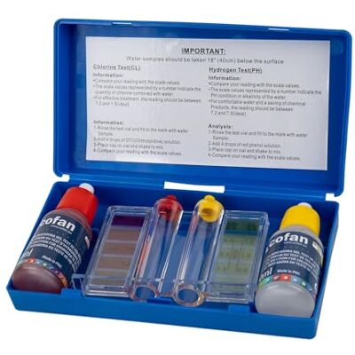 Cofan Kit de Test para pH y Cloro de Piscinas Mantenimiento de Piscinas Incluye todo lo Necesario Cofan Kit de Test para pH y Cloro de Piscinas Mantenimiento de Piscinas Incluye todo lo Necesario