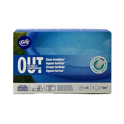 Gre Stop Aguas Turbias, solución para aguas turbias. Apto para piscinas desmontables. 6 pastillas de 30 gramos. Gre Stop Aguas Turbias, solución para aguas turbias. Apto para piscinas desmontables. 6 pastillas de 30 gramos.