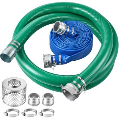 VEVOR Kit de Manguera de Descarga 19,8 m y Manguera de Succión 6,1 m de PVC Para Bomba de Agua de Piscinas, con Filtro de Orificio Redondo, Adaptador de Leva y Ranura, Abrazadera de Acero Inoxidable VEVOR Kit de Manguera de Descarga 19,8 m y Manguera de Succión 6,1 m de PVC Para Bomba de Agua de Piscinas, con Filtro de Orificio Redondo, Adaptador de Leva y Ranura, Abrazadera de Acero Inoxidable
