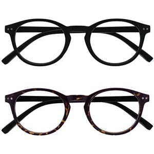 OPULIZE Zen Gafas de Lectura Pack de 2 Redondo Negro Mate Satinado y Marrón Oscuro Bisagras con Muelle Resistente a los Arañazos RR24-12 +1.50 OPULIZE Zen Gafas de Lectura Pack de 2 Redondo Negro Mate Satinado y Marrón Oscuro Bisagras con Muelle Resistente a los Arañazos RR24-12 +1.50