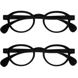 Gafas de Lectura Retro Redondas OPULIZE RR54-1 - Negro Brillante - +1.50 Gafas de Lectura Retro Redondas OPULIZE RR54-1 - Negro Brillante - +1.50