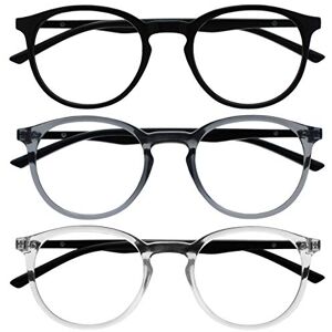 OPULIZE Met Gafas de Lectura Pack de 3 Montura Redonda Negra Gris Resistente a Arañazos Bisagras de Muelle Ordenador Gaming Antirreflejante Hombre Mujer RRR60-17C +3.50 OPULIZE Met Gafas de Lectura Pack de 3 Montura Redonda Negra Gris Resistente a Arañazos Bisagras de Muelle Ordenador Gaming Antirreflejante Hombre Mujer RRR60-17C +3.50