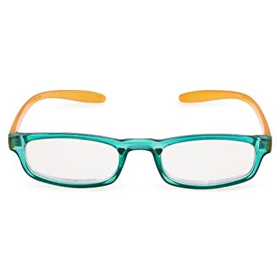 Contacta , HUG Gafas de lectura para hombre y mujer, gafas autoadherentes de cuello, varillas alargadas y curvas, color verde con varilla mostaza, dioptrías + 3,00, paquete con estuche para gafas, 19 Contacta , HUG Gafas de lectura para hombre y mujer, gafas autoadherentes de cuello, varillas alargadas y curvas, color verde con varilla mostaza, dioptrías + 3,00, paquete con estuche para gafas, 19