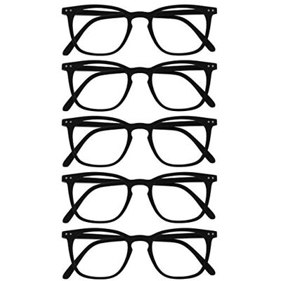OPULIZE Bex Gafas de Lectura Pack de 5 Montura de Diseño Cuadrada Grande Negro Mate Lentes Resistentes a Arañazos Bisagras de Muelle Unisex Hombre RRRRR64-1 +2.00 OPULIZE Bex Gafas de Lectura Pack de 5 Montura de Diseño Cuadrada Grande Negro Mate Lentes Resistentes a Arañazos Bisagras de Muelle Unisex Hombre RRRRR64-1 +2.00