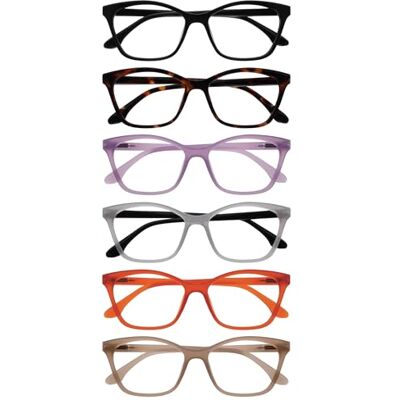 OPULIZE KAT Gafas de Lectura Pack de 6 Montura Ojo de Gato Negro, Marrón, Malva, Gris, Naranja, Topo Hombres y Mujeres RRRRRR59-1257GU +2.50 OPULIZE KAT Gafas de Lectura Pack de 6 Montura Ojo de Gato Negro, Marrón, Malva, Gris, Naranja, Topo Hombres y Mujeres RRRRRR59-1257GU +2.50