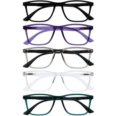 OPULIZE NYX Gafas de Lectura de Bloqueo de Luz Azul para hombre y mujer, Lentes Antideslumbrante para ordenador Paquete de 5 Protección UV Negro Morado Gris Claro Turquesa OPULIZE NYX Gafas de Lectura de Bloqueo de Luz Azul para hombre y mujer, Lentes Antideslumbrante para ordenador Paquete de 5 Protección UV Negro Morado Gris Claro Turquesa