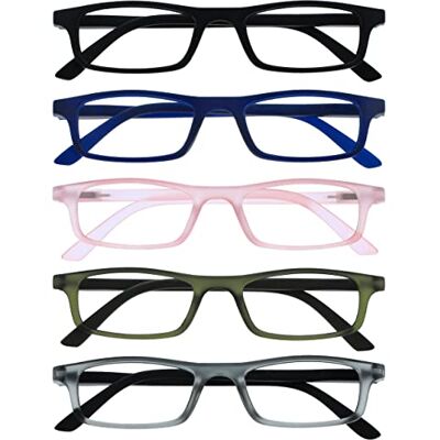 OPULIZE Ted Gafas de Lectura Pack de 5 Estrechas y Ligeras Negro, Azul Marino Mate, Rosa, Khaki y Gris Mate Transparente Bisagras con Muelle Resistentes a los Arañazos Hombre Mujer RRRRR17-13467 +2.00 OPULIZE Ted Gafas de Lectura Pack de 5 Estrechas y Ligeras Negro, Azul Marino Mate, Rosa, Khaki y Gris Mate Transparente Bisagras con Muelle Resistentes a los Arañazos Hombre Mujer RRRRR17-13467 +2.00