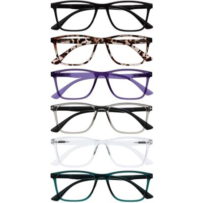 OPULIZE NYX Gafas de Lectura de Bloqueo de Luz Azul para hombre y mujer, Lentes Antideslumbrante para ordenador Paquete de 6 Protección UV Negro Marrón Morado Gris Claro Turquesa + 1,00 OPULIZE NYX Gafas de Lectura de Bloqueo de Luz Azul para hombre y mujer, Lentes Antideslumbrante para ordenador Paquete de 6 Protección UV Negro Marrón Morado Gris Claro Turquesa + 1,00