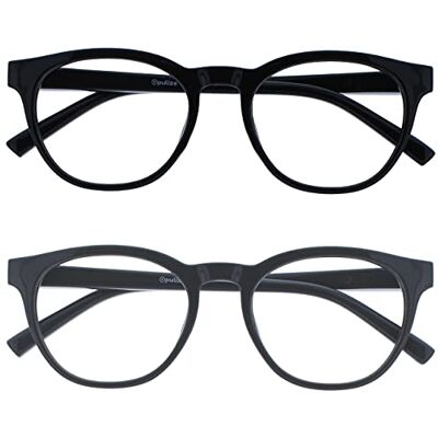 OPULIZE Blu Gafas de Lectura con Bloqueo de Luz Azul Pack de 2 Montura Redonda Negra Gris Bisagras de Muelle Mejoran el Sueño Ordenador Gaming Antirreflejante Hombre Mujer BB5-17 +2.50 OPULIZE Blu Gafas de Lectura con Bloqueo de Luz Azul Pack de 2 Montura Redonda Negra Gris Bisagras de Muelle Mejoran el Sueño Ordenador Gaming Antirreflejante Hombre Mujer BB5-17 +2.50