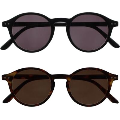 OPULIZE REY Gafas de Lectura Solares Pack de 2 Montura Redonda Retro Negro Mate, Carey Marrón Hombre Mujer Bisagras de Muelle SS56-12 +2.50 OPULIZE REY Gafas de Lectura Solares Pack de 2 Montura Redonda Retro Negro Mate, Carey Marrón Hombre Mujer Bisagras de Muelle SS56-12 +2.50