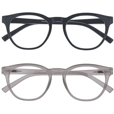 OPULIZE Blu Gafas de Lectura con Bloqueo de Luz Azul Pack de 2 Montura Redonda Gris Hielo Bisagras de Muelle Mejoran el Sueño Ordenador Gaming Antirreflejante Hombre Mujer BB5-7C +3.00 OPULIZE Blu Gafas de Lectura con Bloqueo de Luz Azul Pack de 2 Montura Redonda Gris Hielo Bisagras de Muelle Mejoran el Sueño Ordenador Gaming Antirreflejante Hombre Mujer BB5-7C +3.00