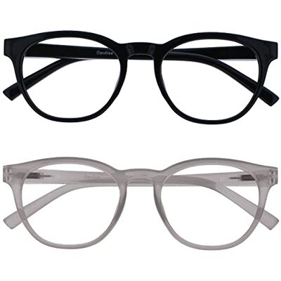 OPULIZE Blu Gafas con Bloqueo de Luz Azul Pack de 2 Montura Redonda Negra Hielo Bisagras de Muelle Mejoran el Sueño Ordenador Gaming Antirreflejante Hombre Mujer BB5-1C +0.00 OPULIZE Blu Gafas con Bloqueo de Luz Azul Pack de 2 Montura Redonda Negra Hielo Bisagras de Muelle Mejoran el Sueño Ordenador Gaming Antirreflejante Hombre Mujer BB5-1C +0.00