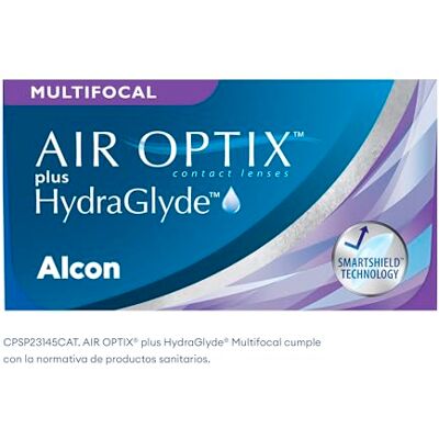 Alcon Air Optix plus HydraGlyde Multifocal lentes de contacto mensuales 6 lentes R 8.6 mm D 14.2 mm adición medio -00.00 dioptrías Alcon Air Optix plus HydraGlyde Multifocal lentes de contacto mensuales 6 lentes R 8.6 mm D 14.2 mm adición medio -00.00 dioptrías