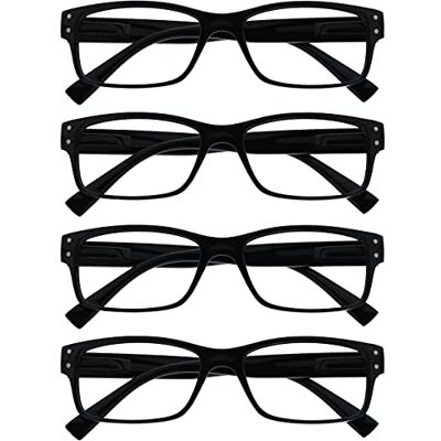 OPULIZE The Reading Glasses Company La Compañía Gafas De Lectura Pack 4 Hombres Negro Grande Estilo Diseñador Lectores Bisagras Resorte RRRR11-1 +2,00 OPULIZE The Reading Glasses Company La Compañía Gafas De Lectura Pack 4 Hombres Negro Grande Estilo Diseñador Lectores Bisagras Resorte RRRR11-1 +2,00
